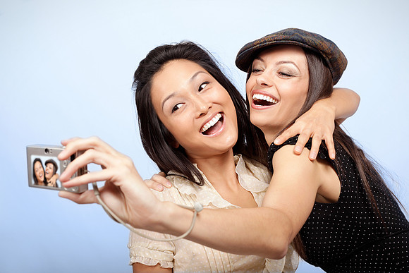 Hugging and taking pictures